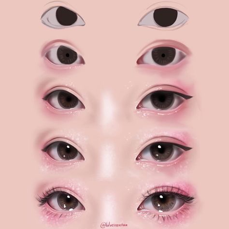 an image of eyes with different shapes and sizes on the face, including one eyelide