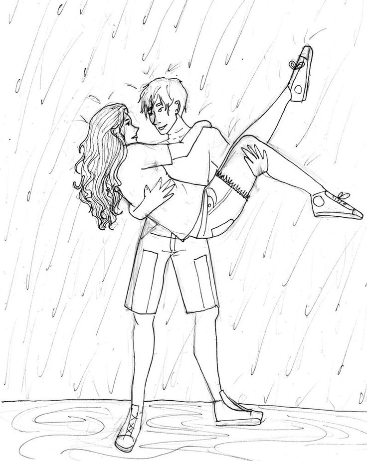 a man holding a woman in the rain