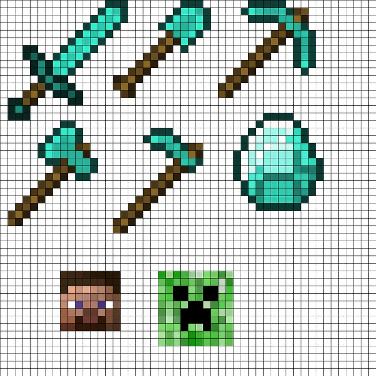 MineCraft Tool Set Minecraft Quilt, Minecraft Beads, Minecraft Pattern, Perler Bead Designs, Pixel Art Minecraft, Minecraft Decoration, Creeper Minecraft, Hama Beads Minecraft, Fuse Bead Patterns