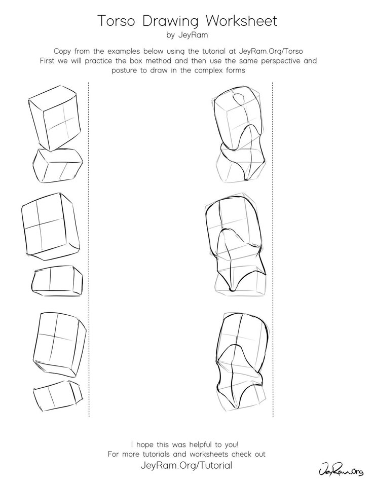 how to draw the torso drawing worksheet