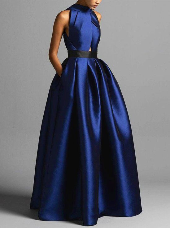 Formal Pockets Halter Maxi Dress | stylewe Flare Formal Dress, Bridesmaid Red Dresses Long, Navy Blue Gowns Elegant, 50s Style Dresses Formal, Casablanca Theme Party Outfit, After Five Attire For Women Dresses, Wedding Guest Formal Dress Summer, Navy Floral Bridesmaid Dresses, Spring Dresses For Wedding Guest Classy