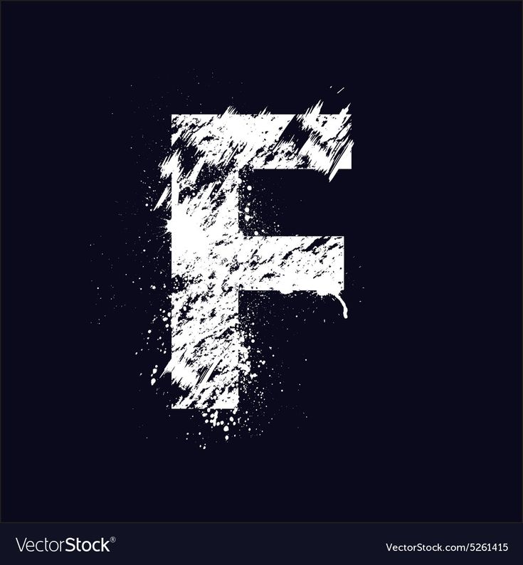 the letter f made from white paint splatters on a black background with space for text