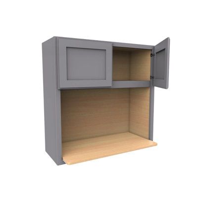 a gray cabinet with two doors and one drawer on the bottom, is shown in front of a white background