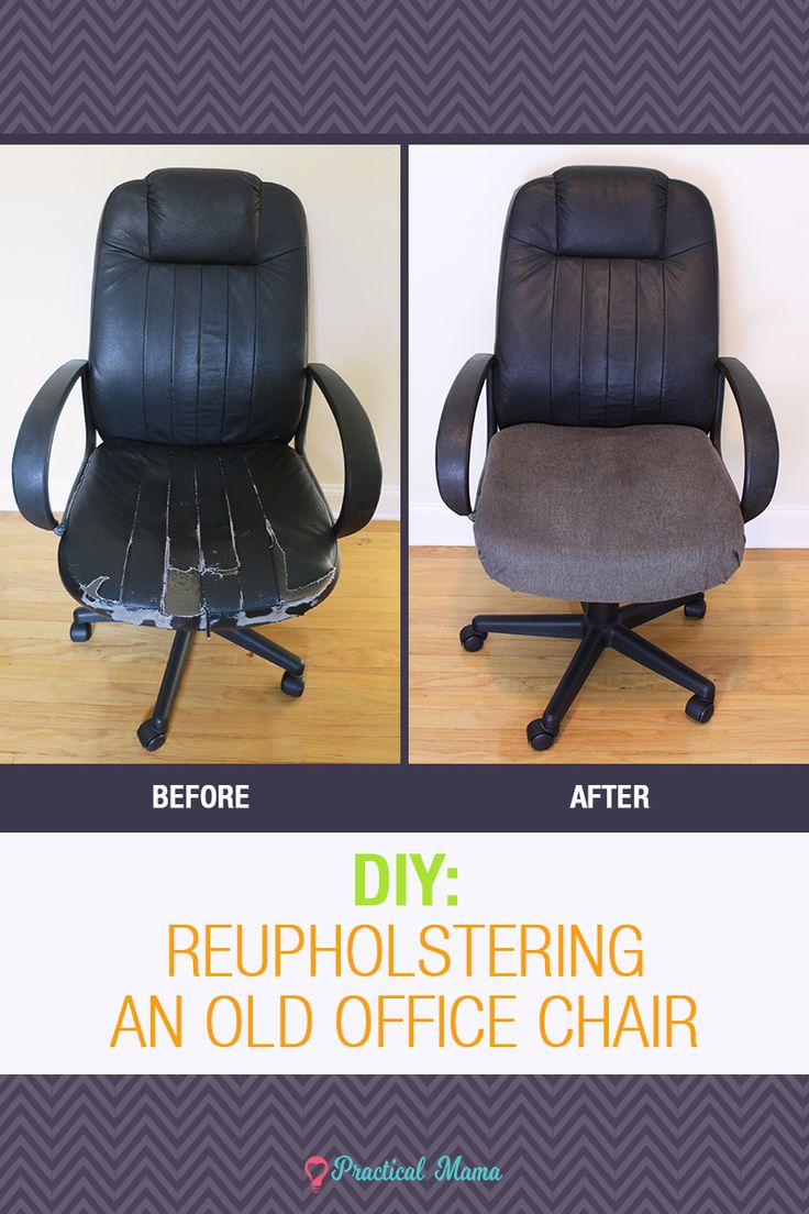 an old office chair has been reupholing and is now up for sale