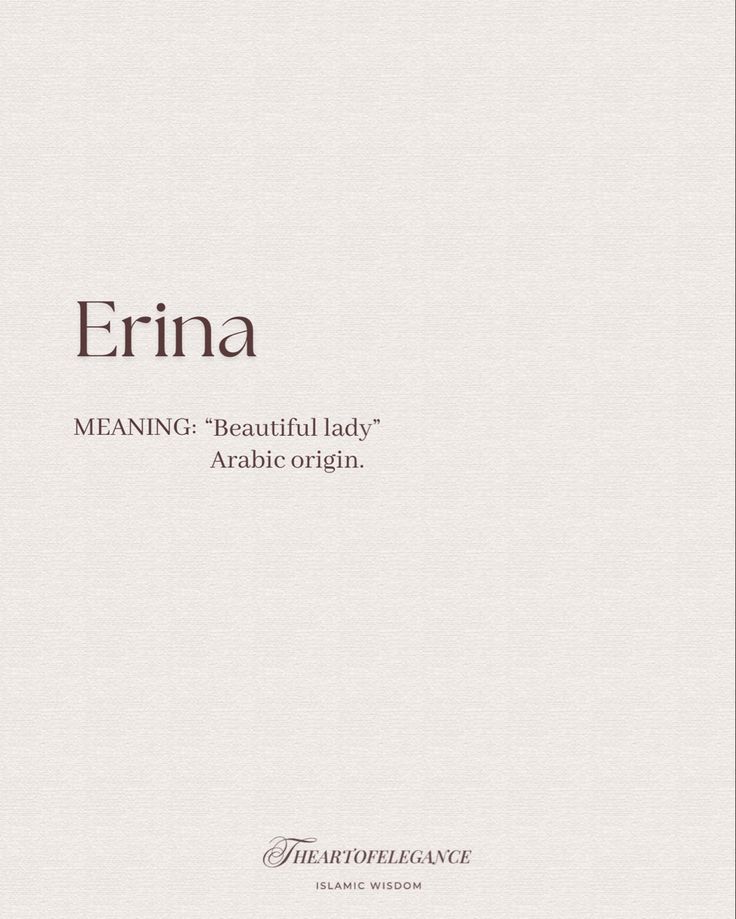 the front cover of erna meaning beautiful lady arabic origin, written in brown ink