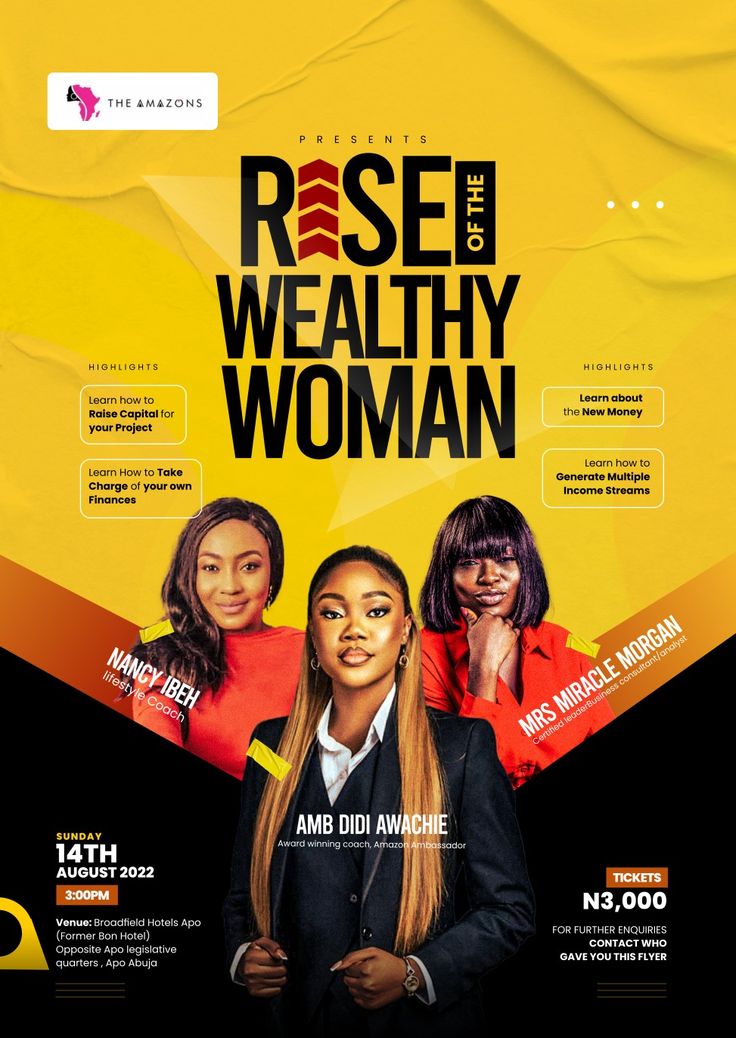 the poster for rose and the healthy woman, featuring two women in business attire with yellow background