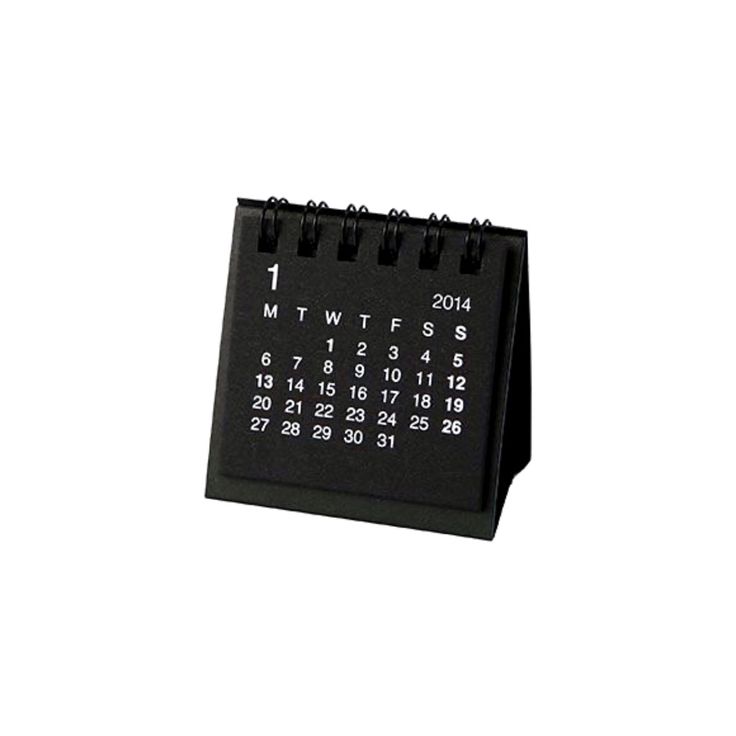 a small black calendar on a white background