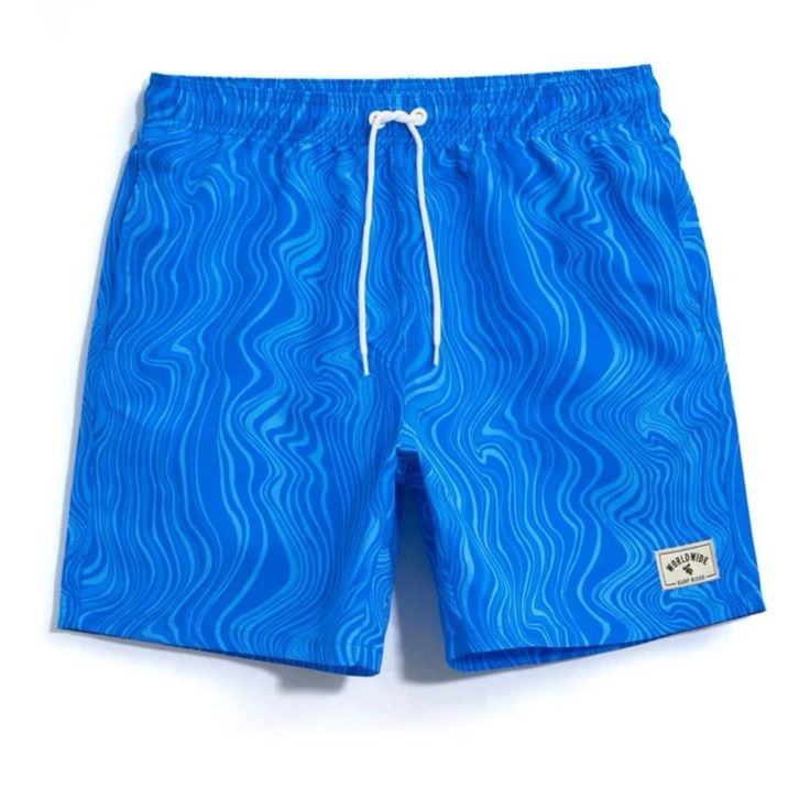 Blue Swirl Pattern Swim Trunks Brand New, Never Worn Size Large ** I Will Do Bundles!! Paisley Shorts, Swimming Beach, Blue Swirl, Summer Swim, Men Beach, Boho Patterns, Mens Swim Trunks, Swirl Pattern, Blue Waves