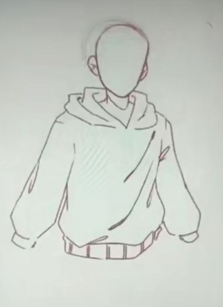 a drawing of a person wearing a hoodie