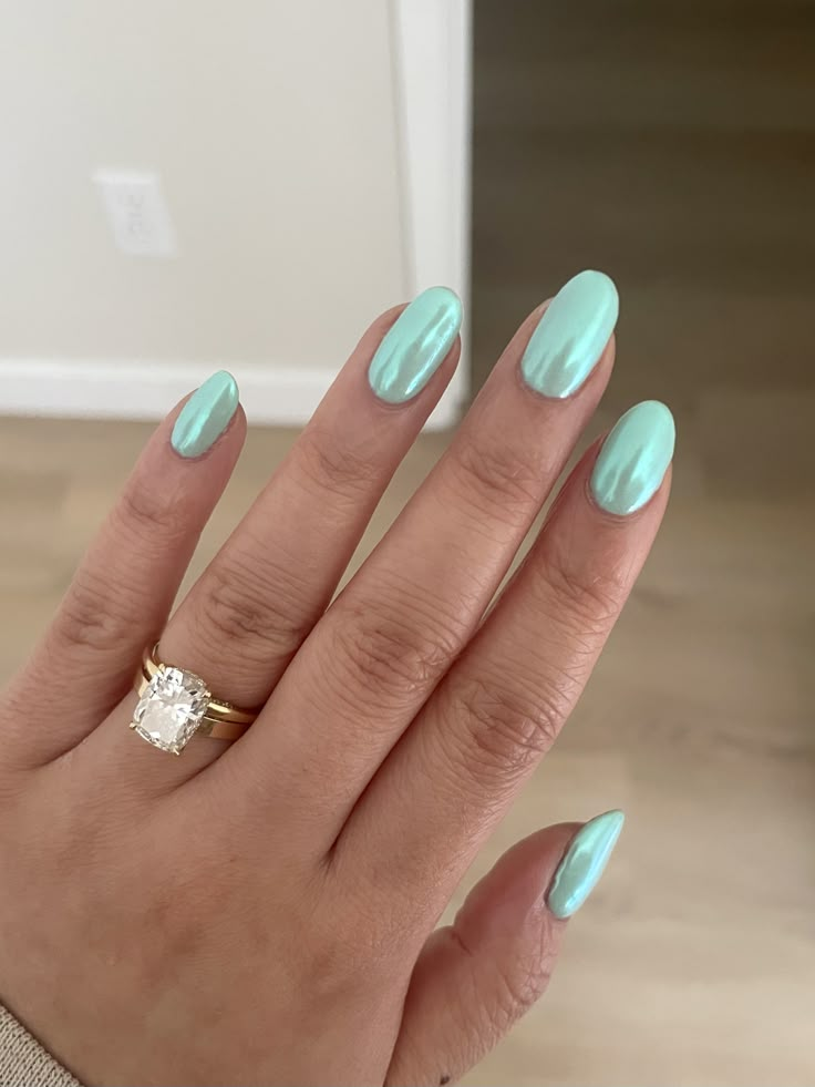 Sea Foam Blue Nails, Chrome Mint Nails, Light Teal Chrome Nails, Mint Teal Nails, Light Aqua Nails, Mint Green Chrome Nails, Mint Chrome Nails, Turquoise Chrome Nails, Light Teal Nails