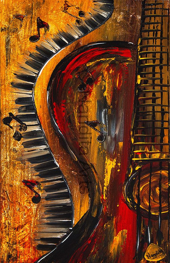 an abstract painting of a woman's face with piano keys