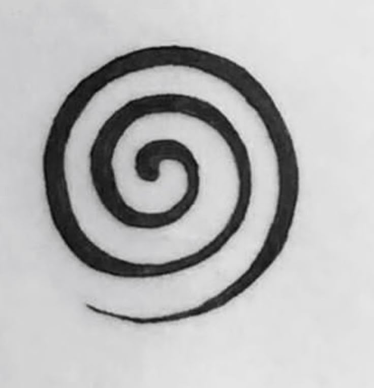 a black and white drawing of a spiral