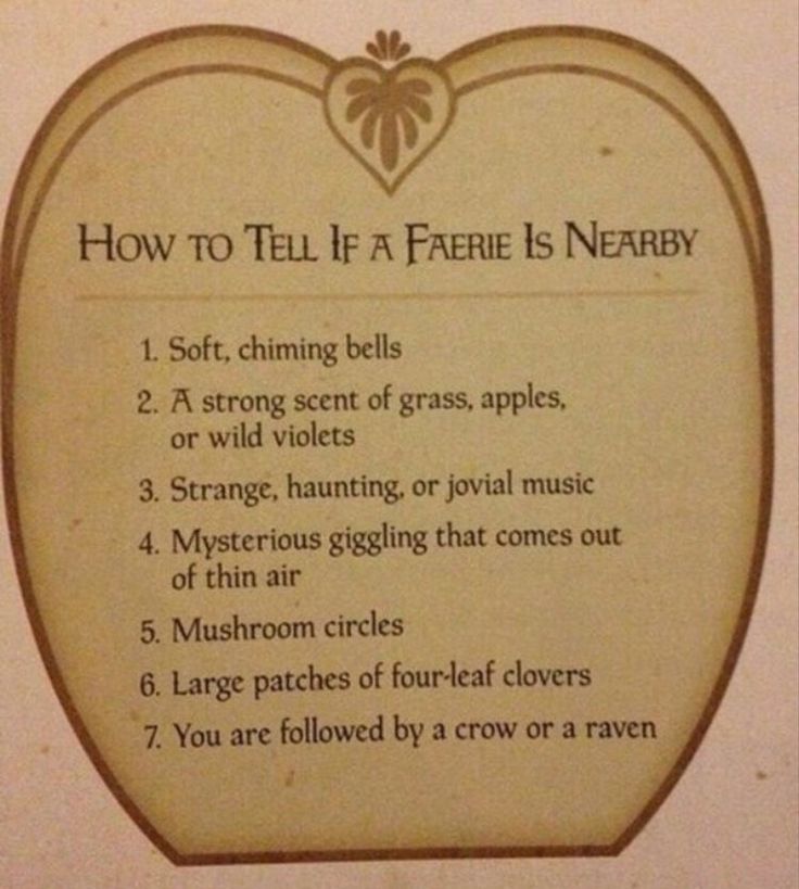 a sign with instructions on how to tell if a faerie is neaby in english