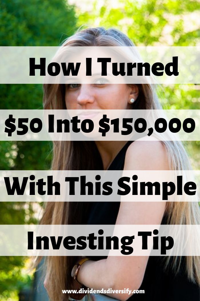 a woman with long blonde hair standing in front of trees and text that reads how i turned $ 50 into $ 500, 000 with this simple investing tip