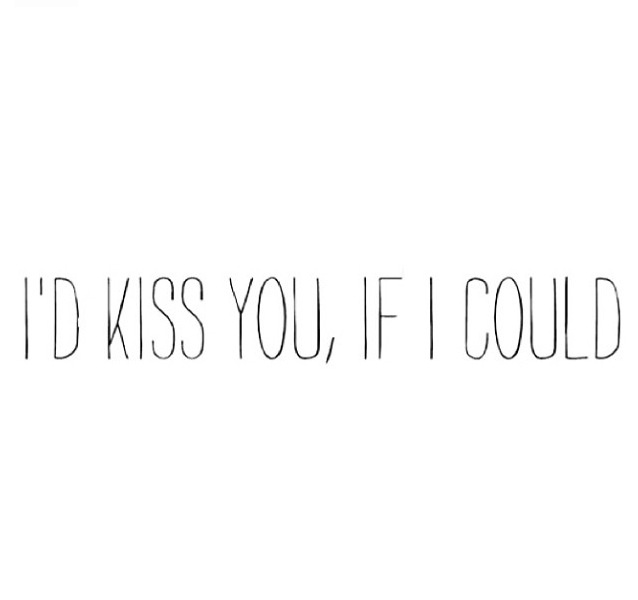 the words i'd kiss you, if i could fly are black and white