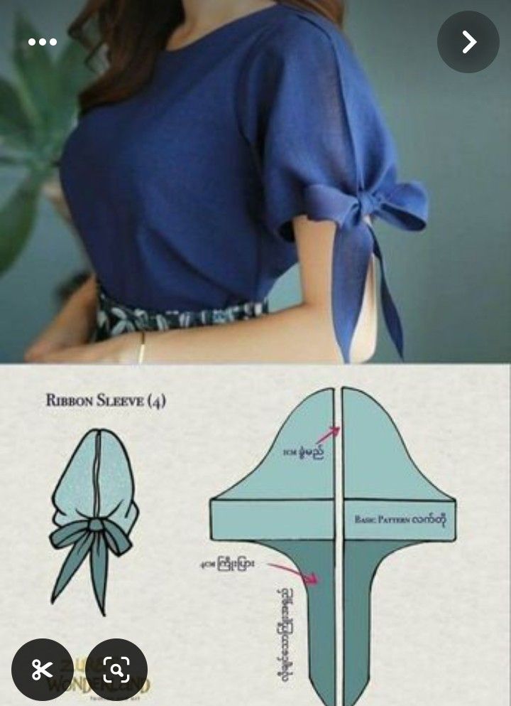 an image of a woman's dress with bows on the front and back, as well as instructions for how to sew it