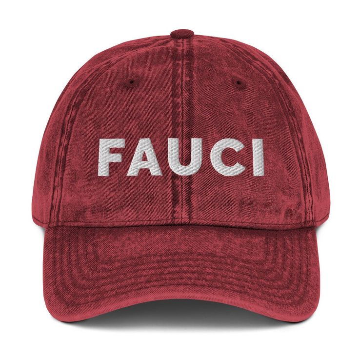 "Team Fauci Hat, Dr Anthony Fauci Vintage Cotton Twill Cap, Doctor Fauci Social Distancing Hat, In Fauci We Trust Get a massive discount on these \"Team Fauci Hat, Dr. Anthony Fauci Vintage Cotton Twill Cap\" Everybody knows that dad caps are no longer just for dads, so get an embroidered cotton twill cap for yourself! This one's really special thanks to the intricate embroidery detail and the washed-out vintage feel. * 100% cotton twill * 6-panel unstructured cap with a low profile * 6 sewn eye Foodie Outfit, Weird Gifts, Vintage Cap, Dad Caps, Embroidered Hats, Special Thanks, Embroidery Details, Dad Hat, Vintage Cotton