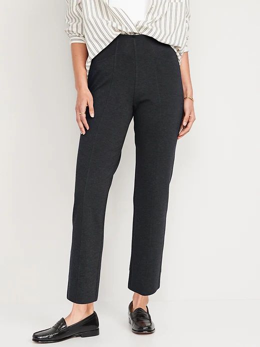 Extra High-Waisted Stevie Straight Taper Ankle Pants for Women | Old Navy Fancy Leggings, Black Ankle Pants, Casual Dress Pants, Fall Fits, High Rise Pants, Black Dresses Casual, Womens Dress Pants, Ankle Pants, Straight Pants