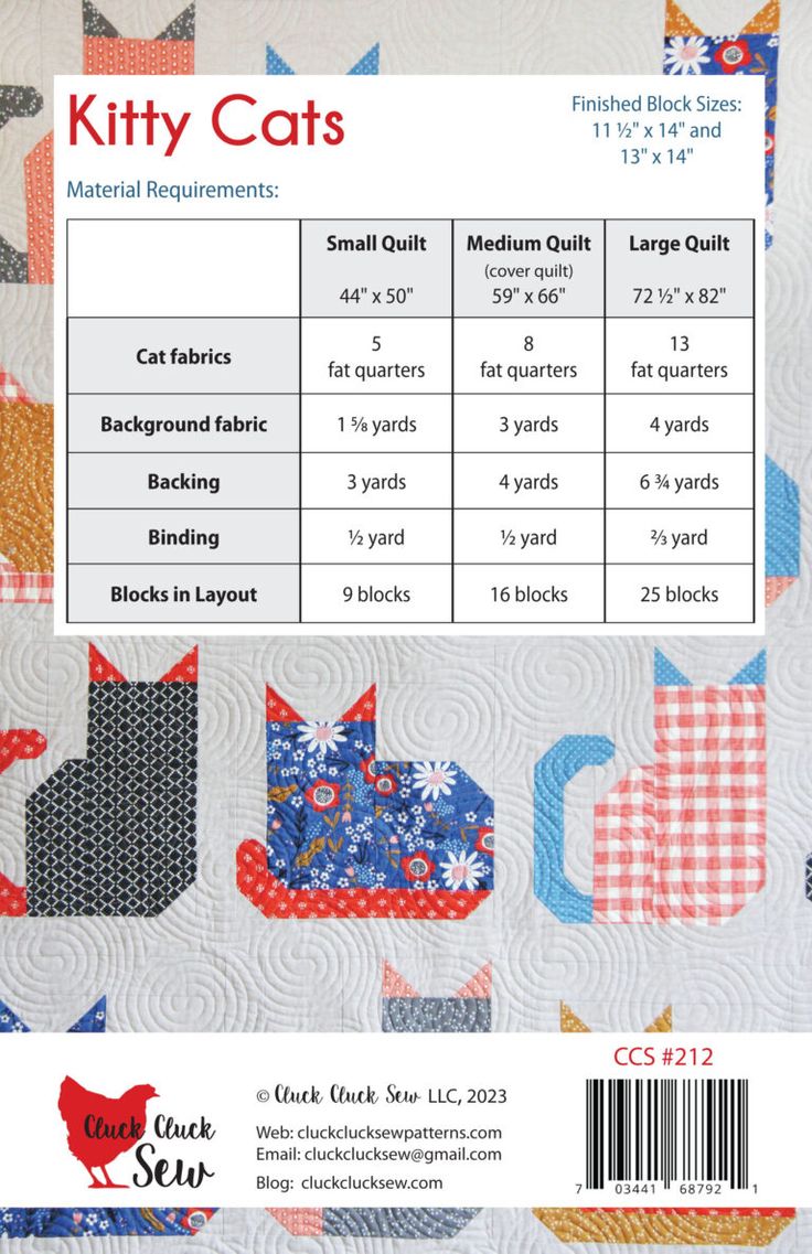 the pattern for kitty cats quilt is shown