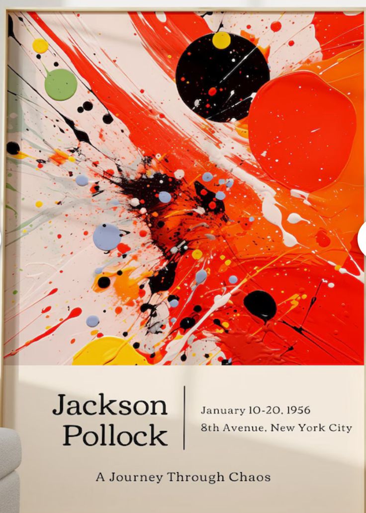 an advertisement for jackson pollock's exhibition at the new york city museum