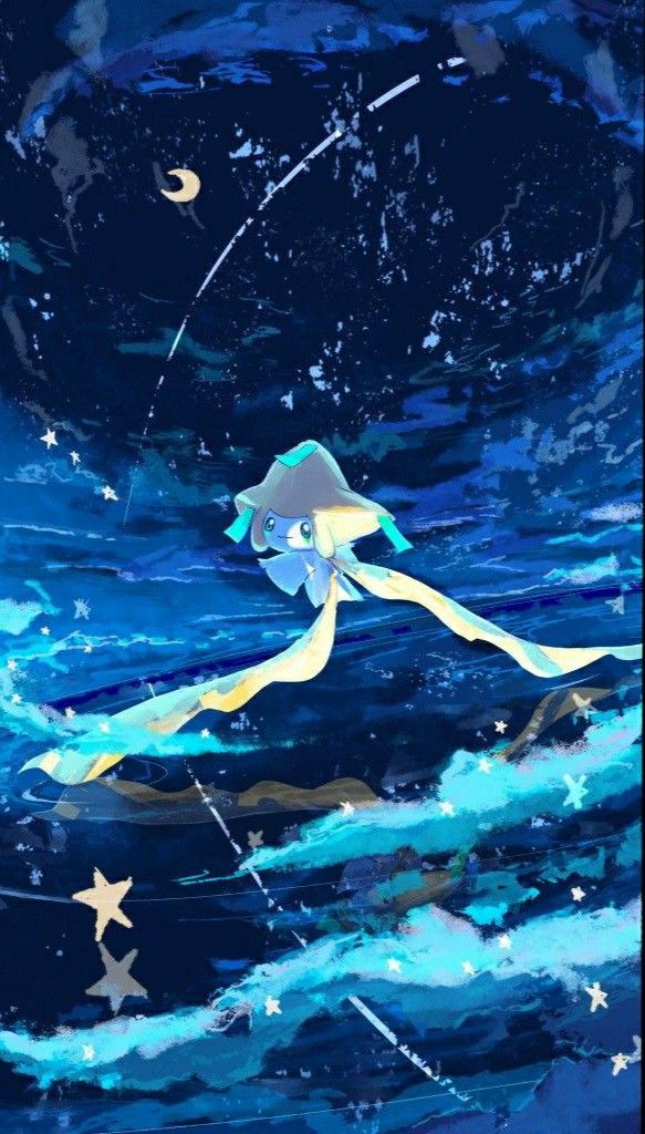 a painting of a girl flying through the air with stars and moon in the sky