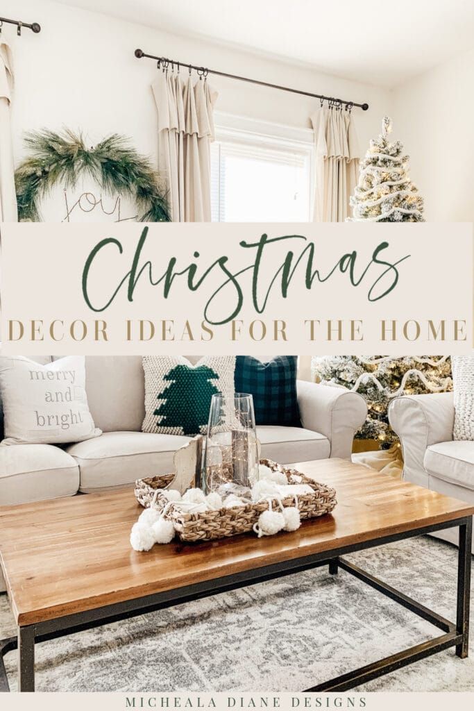 a living room decorated for christmas with the words christmas decor ideas for the home above it