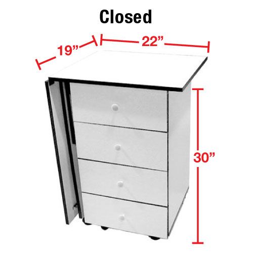 the measurements for a white chest of drawers