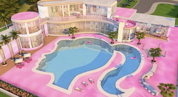 this is an artist's rendering of a house with a swimming pool in the middle