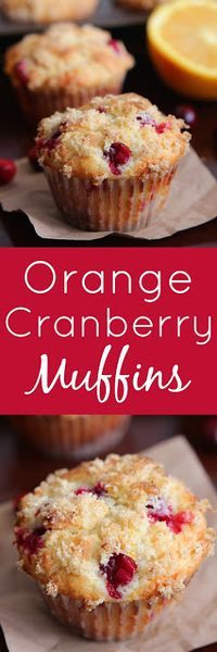 orange cranberry muffins on top of parchment paper with the words orange cranberry muffins above them