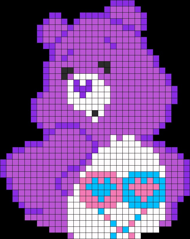 a purple teddy bear holding a blue object