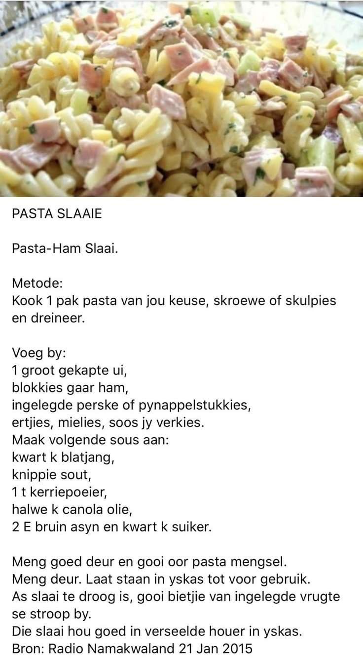 the recipe for pasta salad with ham and cheese