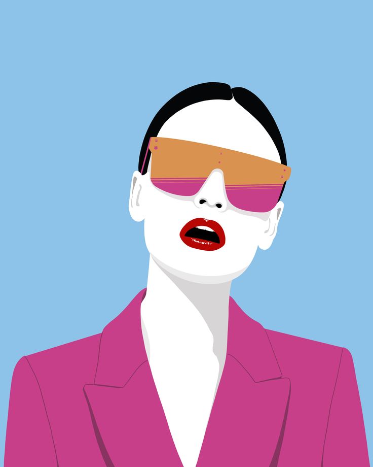 a woman with blindfolds on her face and red lipstick in front of a blue background