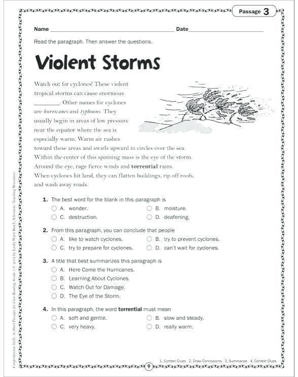 a worksheet with the words violent storms on it, and an image of a