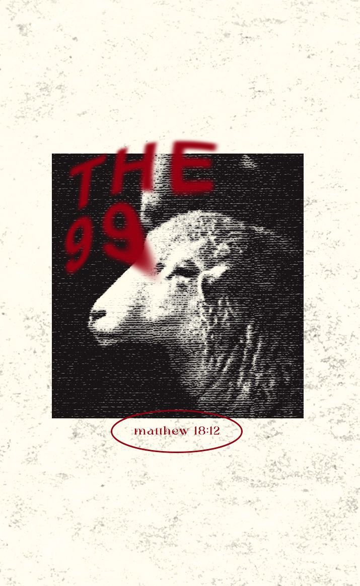 a sheep with the number 99 on it's face and an inscription that reads, the 99