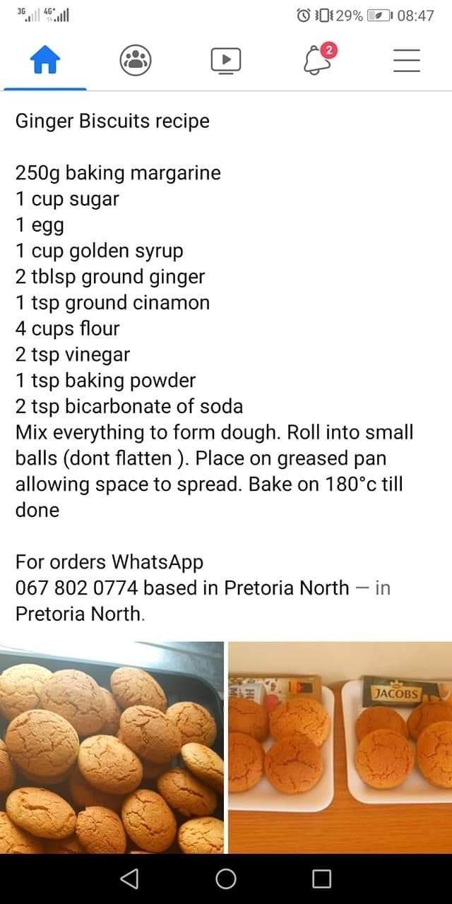 the recipe for ginger biscuits is displayed on an iphone