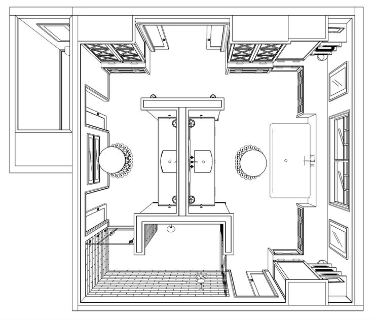 an outline drawing of a bathroom with the shower and toilet area in black and white