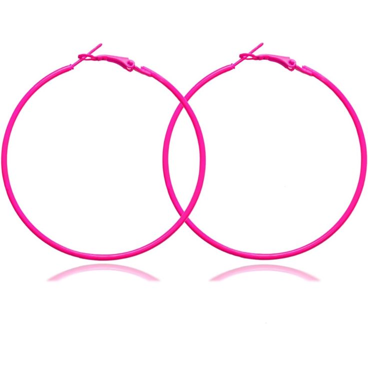 Never Worn Bright Pink Hoop Earrings. Great For 80's/90's Themed Parties! Hot Pink Hoop Earrings, Pink Hoop Earrings, Pink Car, Neon Pink, Bright Pink, Body Jewelry, Pink Ladies, Hot Pink, Hoop Earrings