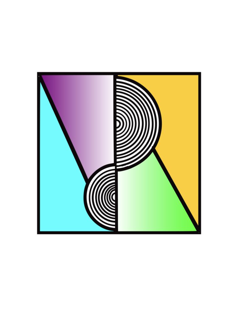 the logo for an art gallery, with two different colors and shapes on it's side