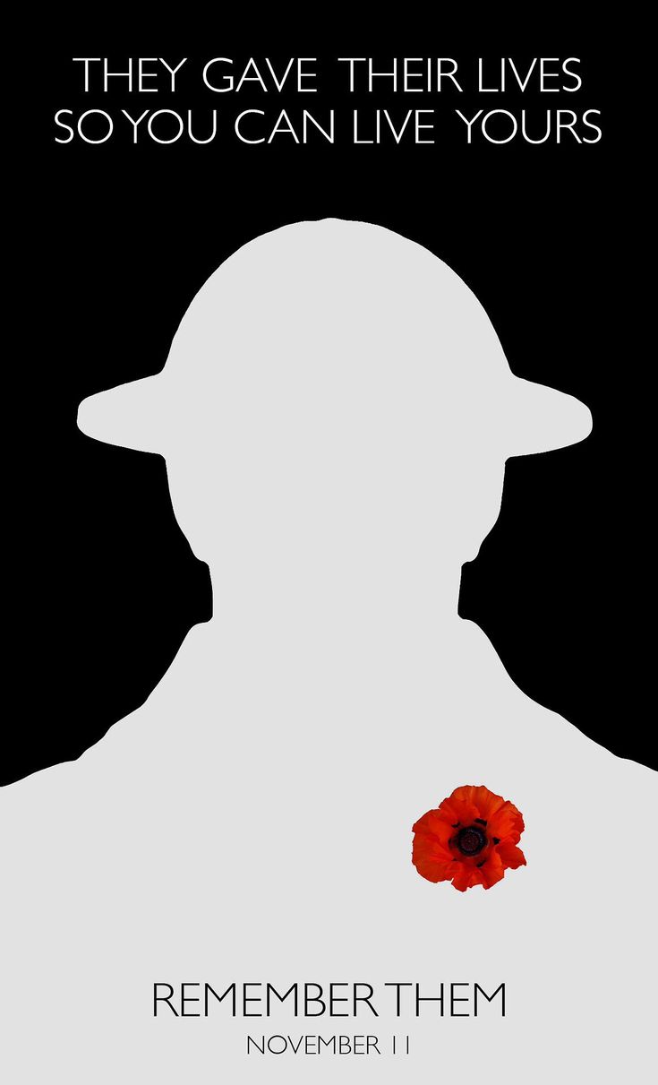 the silhouette of a man with a red flower in his hat and text that reads, they gave their lives so you can live yours