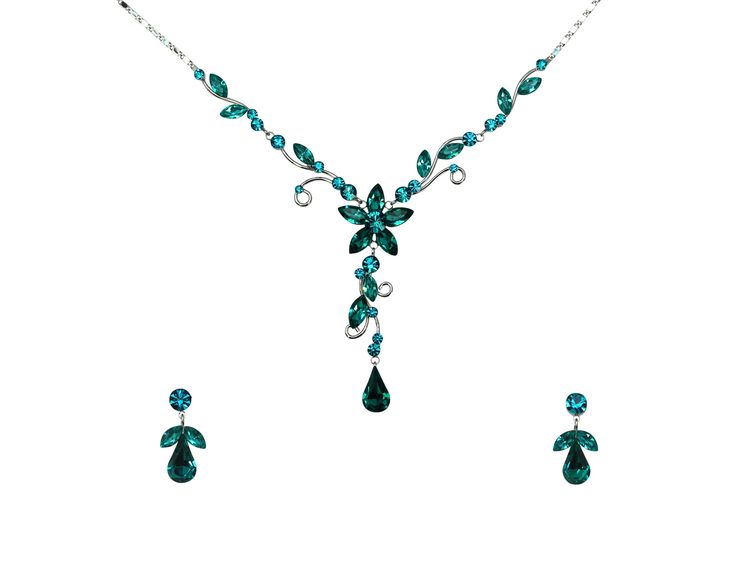 PRICES MAY VARY. Materials: Rhinestone crystals Color: Malibu Blue, Teal Type: Necklace Earrings Set/Jewelry set Zinc alloy metal: Imitation platinum plated Size: Necklace is 16"--19" in length. Center part is 2.5" X 0.75". Earrings: (posts are made with sterling silver, safe for Sensitive Ears. If the posts bent Please adjust it straight back and that will be fine.) Pierced stud style 1" X 0.5" . Up for sale is this gorgeous necklace and earrings with sparkling marquise and teardrop rhinestone Teal Blue Jewelry, Teal Jewelry, Teal Necklace, Malibu Blue, Prom Accessories, Center Part, Stud Style, Set Jewelry, Wedding Idea