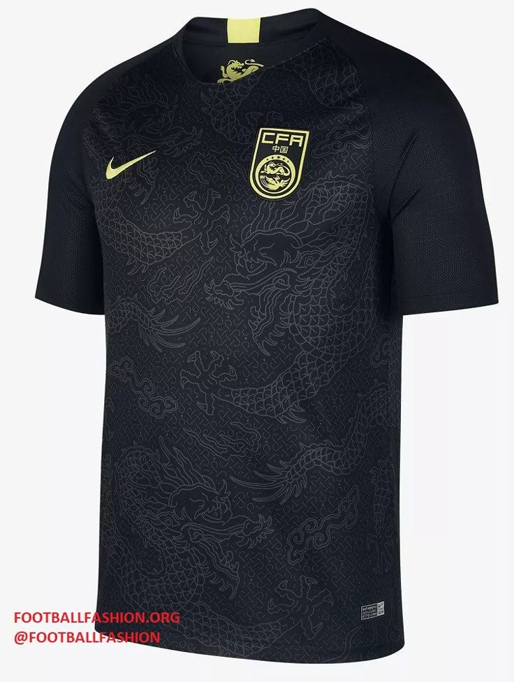 China 2018 2019 Black Nike Away Football Kit, Soccer Jersey, Shirt All Black Affair, Nike Clothes, Chinese Dragons, Football Shirt Designs, World Cup Jerseys, Sport Shirt Design, Design Jersey, Sports Jersey Design, Football Fashion