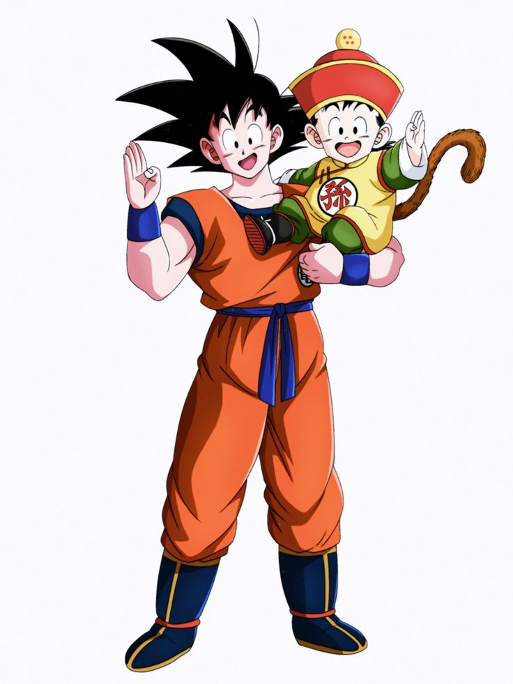 an image of a cartoon character holding a small child in his arms with the words dragon ball on it's chest