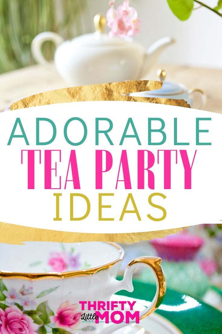 a tea party with pink flowers and gold trimmings is featured in the adorable tea party ideas