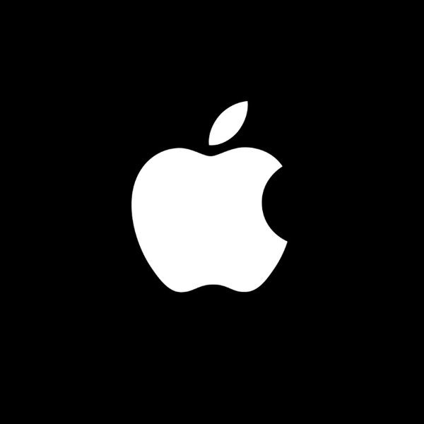 an apple logo on a black background