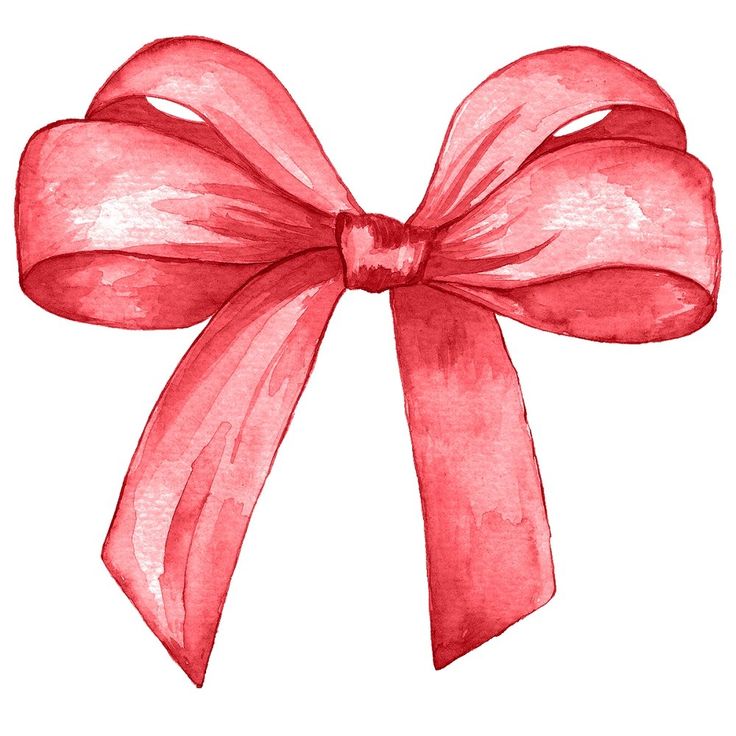 a watercolor drawing of a red bow on a white background with clippings