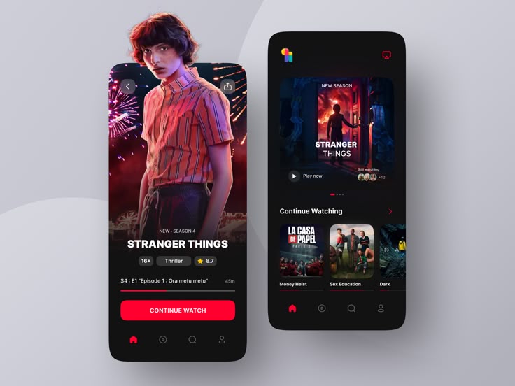 two smartphones displaying the netflix app on their screens, one with an image of a young man