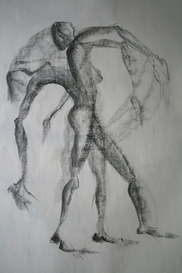 a drawing of two people standing next to each other