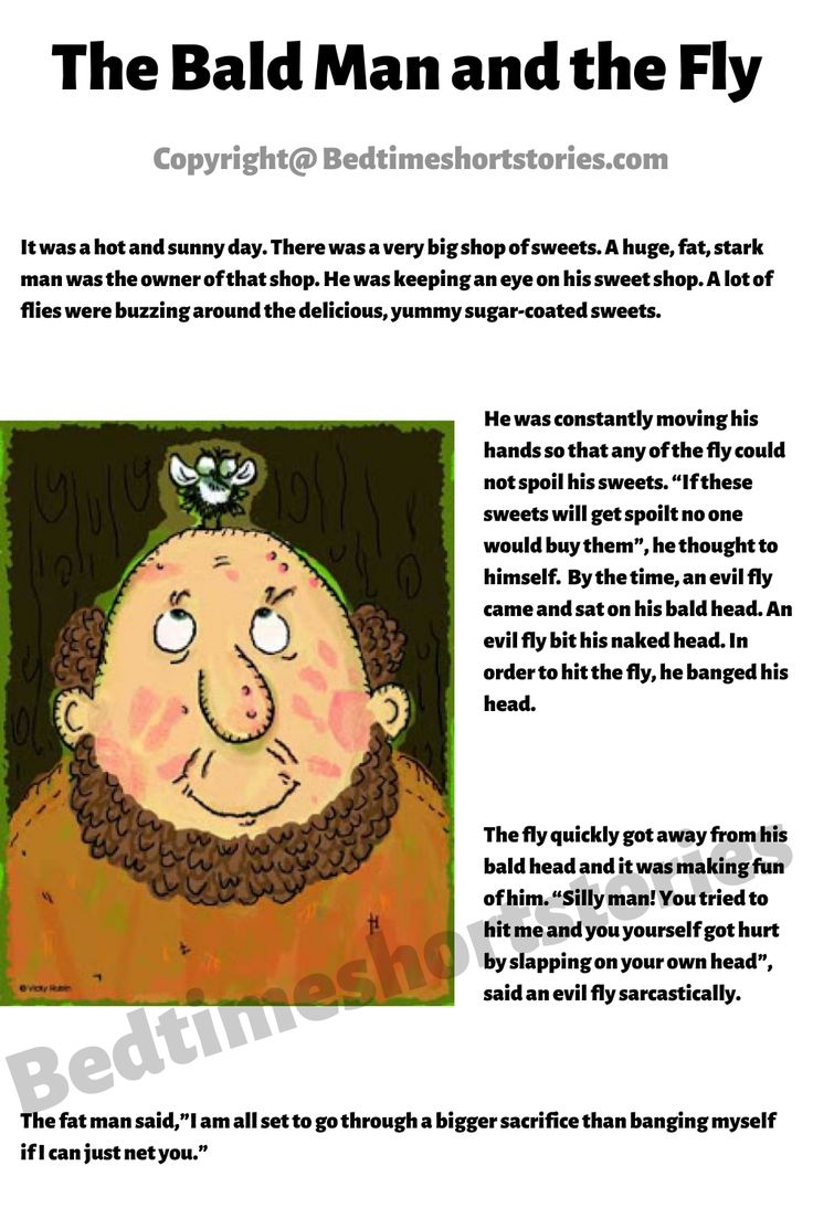 the bald man and the fly is an interesting activity for children to learn how to read