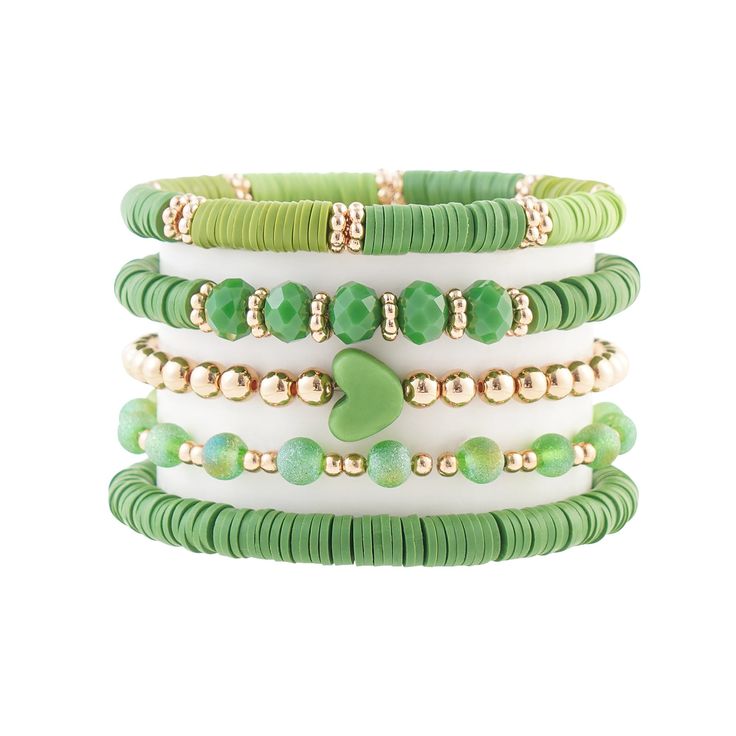 PRICES MAY VARY. Clay Heishi Bracelet set:Green bracelet consists of 3 high-quality polymer clay bracelets,1 gold beads bracelets and 1 gold bead glass bead link bracelets,lead and nickel free,waterproof and light weight,safe wearing.Bracelets are available in different colors Layering Stretch Bracelet Size:Green Clay bead bracelet measures 6.8in--7.0in,bracelet selection of high quality stretch rope,stretchy bracelets is very elastic,your never need to worry about the size Simple Bracelet:Wear Green Clay Bead Bracelet Ideas, Bracelet Clay Beads Ideas, Green Clay Bead Bracelet, Wearing Bracelets, Gold Polymer Clay, Clay Bracelets, Heishi Bracelet, Bracelets Friendship, Homemade Bracelets