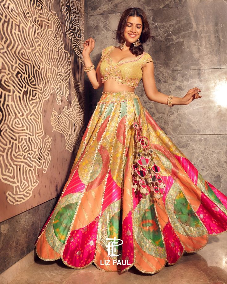 LIZ PAUL ‘n’ SATYA MISHRA | When art meets fashion... @nimratofficial shimmers in our stunning multi-colour signature lehenga, showcasing the finest Banarasi silk and… | Instagram Nimrit Kaur, Indian Lehenga Choli, Cute Images With Quotes, Indian Lehenga, Indian Bridal Outfits, Chaniya Choli, Multicolor Dress, Dress Sewing Patterns, Bridal Outfits